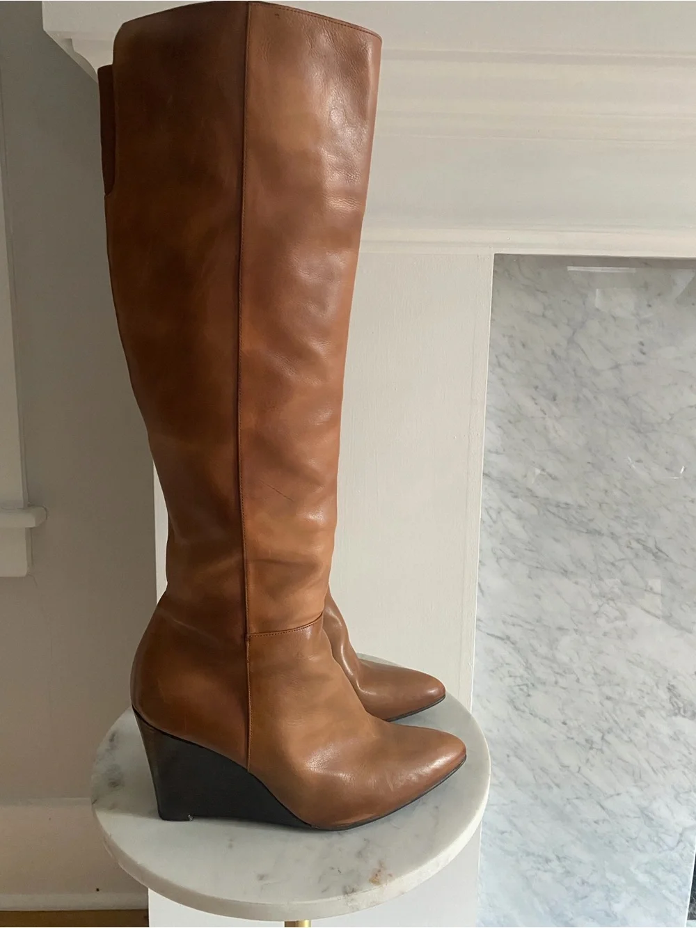 Stuart Weitzman Cognac Over-the-Knee Leather Boots